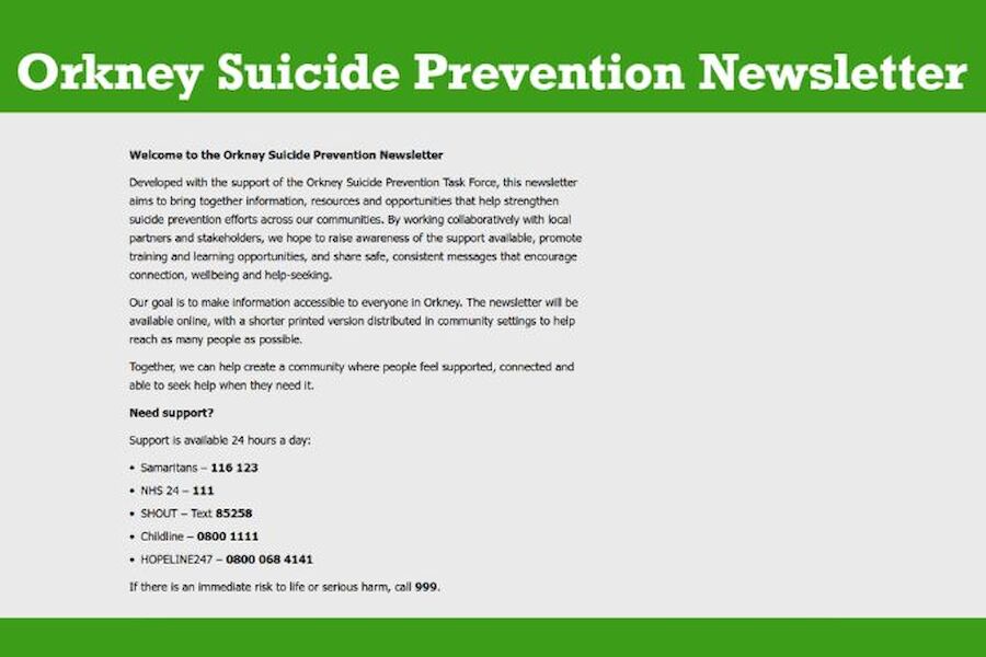 New Orkney Suicide Prevention Newsletter