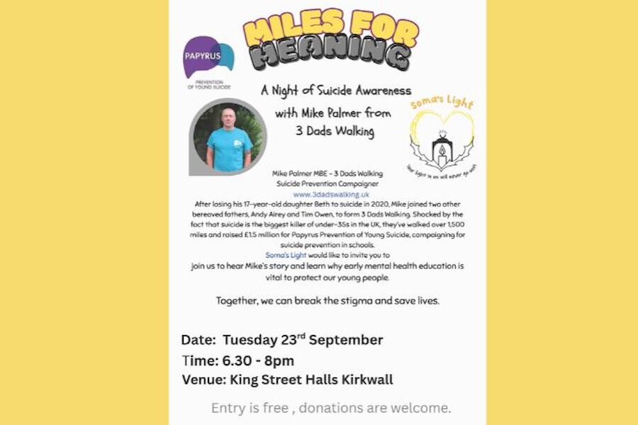 Miles for Meaning - a night of suicide awareness with Mike Palmer from 3 Dads Walking